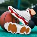 Mens White Navy High Top Basketball Shoes Shock Absorption Training Sneakers_vogvips.com