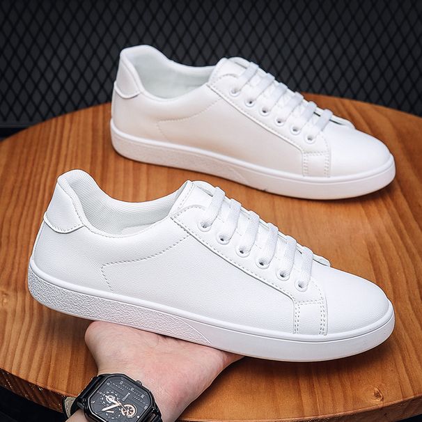 Men's Four Seasons Casual Shoes White Shoes Leather Simple Fashion Casual Shoes Foreign Trade Cross-border Men's Shoes Breathable Shoes_vogvips.com