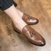 Loafers Trendy British Style Tassel Slip-On Korean Casual Small Size Business Leather Men's Wedding Shoes_vogvips.com