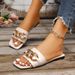 Summer Women's Fashionable Flat Sandals Strappy Design Casual Slip-On With Metal Buckle Multi-Color PU Upper Rubber Sole_vogvips.com