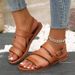 Tong Fashion Selling Large Size Fish Mouth Cross Round Toe Flat Bottom Ring Buckle European And American New Style_vogvips.com