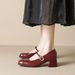 French Square Head Mary Jane Shoes Women's Word With High Heels, Light Mouth Thick Heel Single Shoes Women's Commuting_vogvips.com