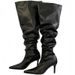 New Pointed-Toe Wedge Heel Bootcut Pleated Sexy Long Boots, High-Heeled Over-The-Knee Straight High Boots_vogvips.com