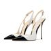 Women's Pointed Toe Stiletto Sandals Color Block Hollow Design Fashion Shoes Black White_vogvips.com