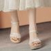 Korean-style Wedge Heel With Rhinestone Straps, Versatile Petite Women, 2026 Summer New Beach Sandals For Women_vogvips.com