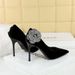 3739-H59L European American Style Slimming High-heeled Shoes Rhinestones Side Flowers, Made Of Velvet, With A Thin And_vogvips.com