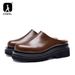 Luxury Platform Man Half Slippers With Heels Genuine Leather 2024 Summer Wedding Business Social Shoes Outside Sandals_vogvips.com