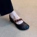 Unique Retro Round-toe Women's For Spring/summer 2025, Versatile With Buttons And Elastic Straps, Shallow Soft Leather_vogvips.com