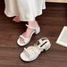 Fairy-style French Bow Chunky Heel Sandals Women, 2026 Summer New Model, Suitable For Pairing With Skirts, High-heeled_vogvips.com