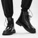Martin Autumn High-Top Thick-Soled Motorcycle Work Black Men's Mid-Top Shoes British Style Leather Boots_vogvips.com