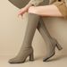 Black Pointed Toe Chunky Over-the-Knee Long For Women 2025 Winter Autumn New Style High Heel Side Zipper Riding Boots_vogvips.com