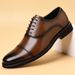 Men's Brown Leather Oxford Shoes Pointed Toe Wedding Dress Shoes_vogvips.com