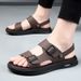 Sandals 2026 Summer Outdoor Casual Non-Slip Beach Genuine Leather Soft Sole Dual-Use Slippers Men's Trendy Shoes_vogvips.com