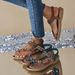 Floral Rhinestone Bohemian Style Flat Sandals For Women Beach Casual_vogvips.com