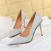9611-8 Vintage Stone Pattern High Heels Shoes Thin Heel Shallow Pointed Toe Metal Bead Rivet Women's Pumps_vogvips.com