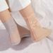 5 Pairs/Lot Socks Breathable Elastic Women's Lace Transparent Invisible Summer Thin Non-slip Short Ankle Black Low Cut_vogvips.com