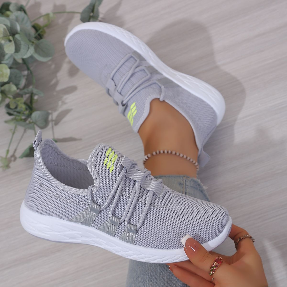 Women Breathable Knit Mesh Sneakers Elastic On Casual Walking Shoes Soft Non Slip Sole Ladies Daily Sport Trainers_vogvips.com