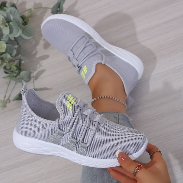 Women Breathable Knit Mesh Sneakers Elastic On Casual Walking Shoes Soft Non Slip Sole Ladies Daily Sport Trainers_vogvips.com