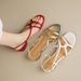2026 New Summer Open-Toe Roman Sandals For Women, Leather, Soft Sole, Comfortable Low Chunky Heel, Woven Mid-Heel,_vogvips.com