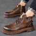 European Warm Series Martin Boots Autumn Winter New High-top Leather Outdoor Work American Casual Trend Thick-soled Men's Shoes_vogvips.com