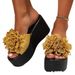 Women's High Heeled Roman Sandals Floral Strappy Platform Shoes Summer Beach Shoes_vogvips.com