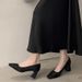 Summer New Satin Square Head Thick Heel Single Shoes Black Apricot Two-color Commuting Versatile Temperament Women's Shoes_vogvips.com
