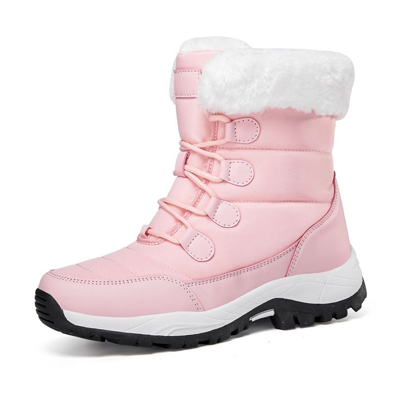 Women's Winter Snow Boots With Fleece Lining - Waterproof PU Leather High-Top Boots For Outdoor Travel & Casual Wear_vogvips.com