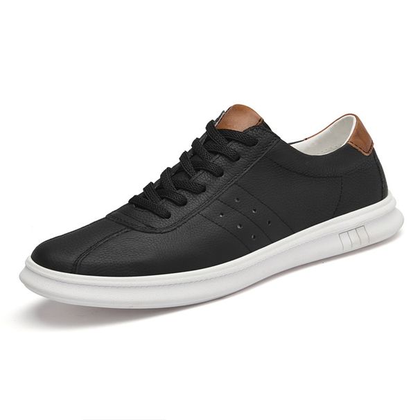 Rubber Soft Sole Men's Shoes First Layer Cowhide Leather Board Shoes Low Top High Value Men's Leisure_vogvips.com
