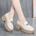 Platform Loafers For Women 2023 New Soft Chunky Heel Spring Autumn Slip-On British Style White Leather Shoes_vogvips.com