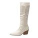 Genuine Leather Patchwork Lace French High Heel Long Fashion For Women 2025 New Pointed Sweet Slouch Boots Trendy_vogvips.com