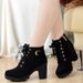 Autumn Winter 2020 New High Women's Cross Strap Short Thick Heel Martin Leather Boots_vogvips.com