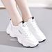 Women's Sneakers 2026 New Spring And Autumn White With Leather Upper, Thick Sole, Versatile Casual Dad-style Forrest_vogvips.com