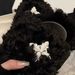 2025 New X SMFK Plush Cross Flower Furry Slippers Women Black Thick Sole Comfortable Flat Slides For Outdoor Wear_vogvips.com