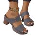 European And American Foreign Trade Large Size Open-Toe One-Strap High Slippers For Women, New Cross-Border Thick Heel_vogvips.com