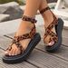 New High Sense Platform Women's Shoes Leopard Print Cross Toe Sandals_vogvips.com