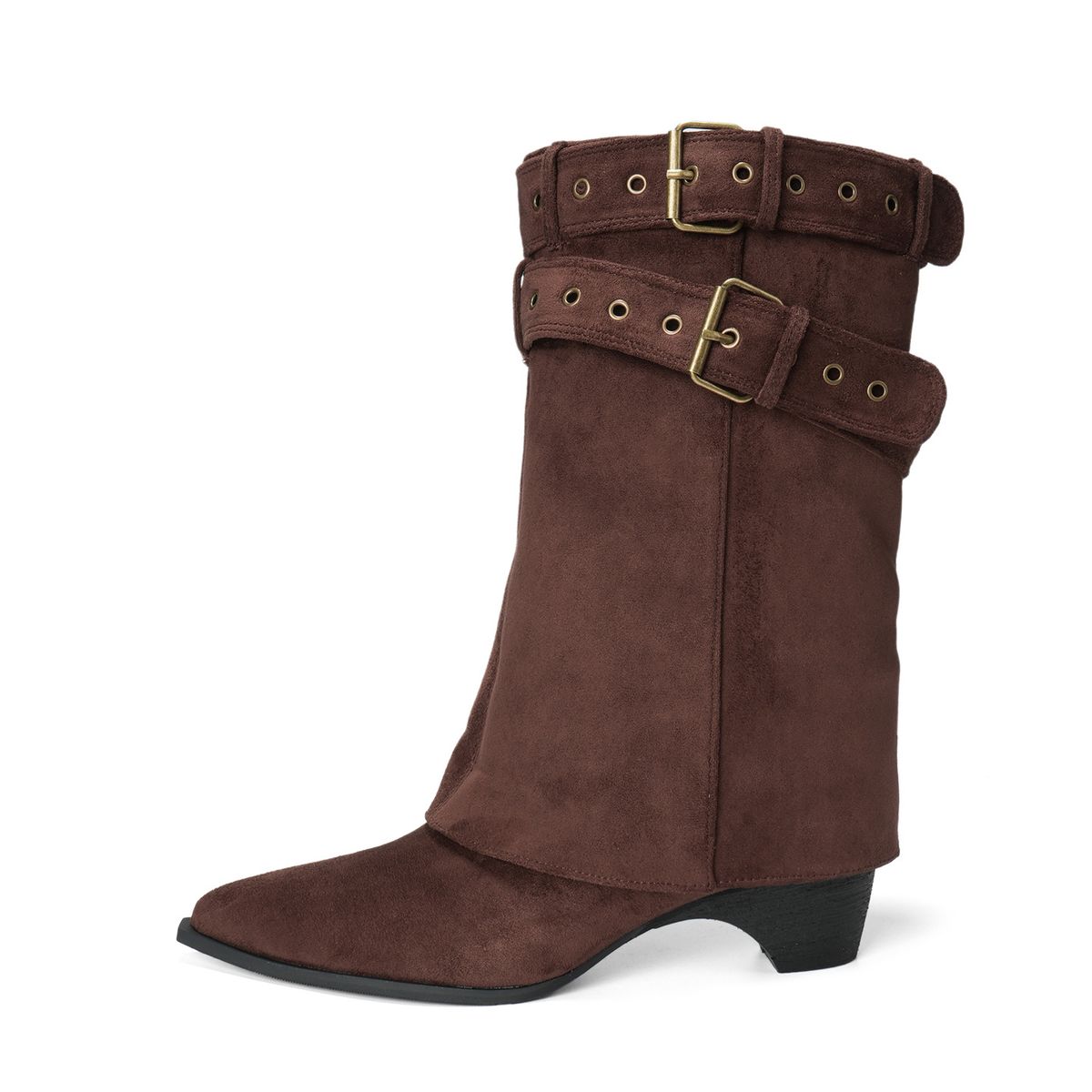 Women's Shoes Autumn/Winter New Style Pointed Toe Trouser Boots With Belt Buckle, High Heeled Ankle Boots, Retro Style, Sexy Martin Boots For Women._vogvips.com