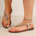 New Arrival Summer Women's Rhinestone Feather Thong Sandals, Flat Flip Flops, Non-slip Soft Sole Roman Shoes, Bohemian_vogvips.com