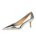 1961-17 Wind Metallic Embossed Fine Middle Heel Shallow Mouth Pointed Women's Banquet Spring And Autumn Single Shoes_vogvips.com