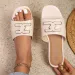 Women's Fashionable Open Toe Round Buckle Simple 2026 New Summer Flat Slippers Beach Shoes_vogvips.com