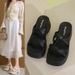 Women's Platform Slides For Women - Chunky White Sandals With Heel (Summer Flip Flops & Comfortable Beach Shoes)_vogvips.com