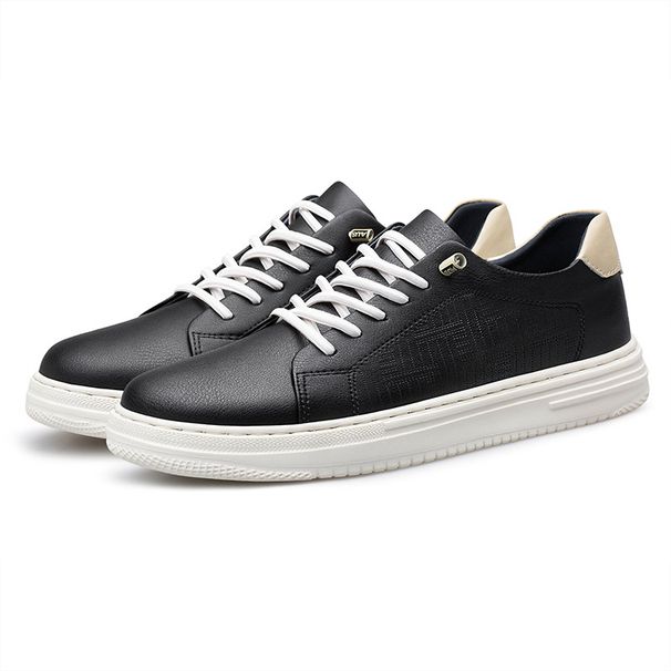 Men's Round Head Board Shoes Cowhide Surface Breathable Small Hole Casual Little White Shoes Low-top Sports Men's Shoes_vogvips.com