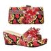Snakeskin Wedge Sandals With Round Toe And Three Dimensional Applique Embellish Clutch Shoe Bag_vogvips.com