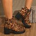 Leopard Print Platform Mid Heel Ankle Boots Chunky Fashion Boots Autumn New Plus Size For Women_vogvips.com