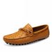 Men's Lazy Genuine Leather Woven Handmade Business Formal Attire, Bean Shoes, Men's Driving Shoes_vogvips.com