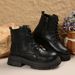 Women's Winter Faux Fur Lined Chunky Heel Martin Boots - Round Toe, Side Zipper, Comfortable & Stylish_vogvips.com