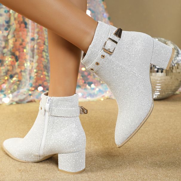 326-21 Coarse Heel Pointed Short Fashion Western Cowboy Comfortable Elegant Women's Boots_vogvips.com