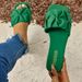 Large Open Toe Low Heel Women's Slippers, Summer New Fashion, European And American Pleated One Line, Roman Style Cool Slippers_vogvips.com