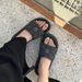 Women's Platform Denim Slippers Black Star Patterned Fashionable Summer Slippers_vogvips.com