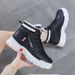 Women's Winter Fleece Lined High-Top Sneakers - Slip-Resistant Platform Boots With Faux Fur For Warmth & Comfort (Black/White-Blue/White-Orange)_vogvips.com