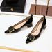 1235-K57 Commuter Women's with Middle Thick Heel, Lacquer Leather, Shallow Mouth, Small Square Head, Metal Buckle_vogvips.com
